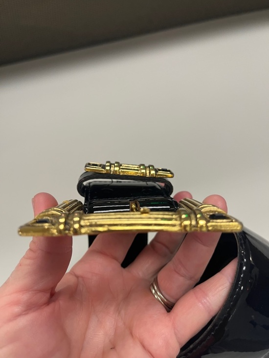 Source Unknown Black Patent Belt with Gold Ornate Buckle M/L main image 8